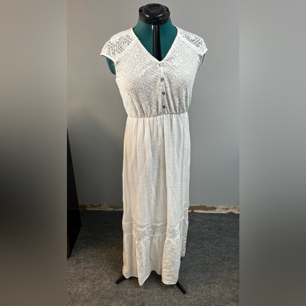 Luxology White Floor Length Boho Dress